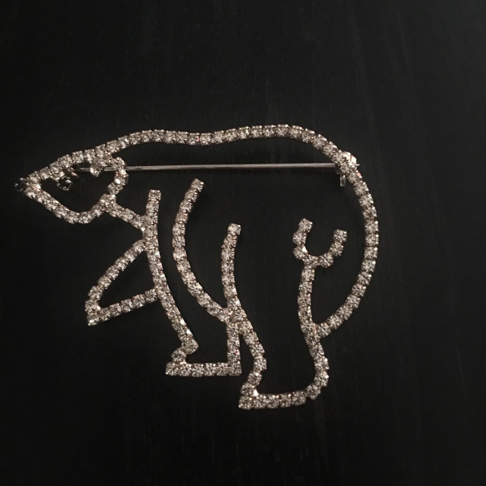 Rhinestone Bear Brooch